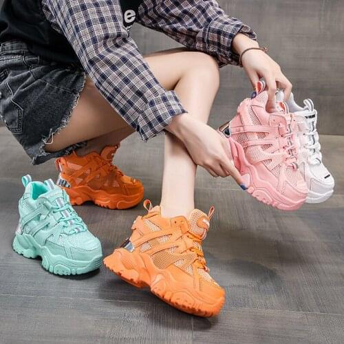 Show Feet Small Dad Shoes Women Ins Super Fire 2020 Summer and Autumn All-match Net Red Platform Elevator Sneakers Breathable