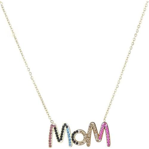 316L Stainless Steel Colorful CZ Crystal MOM Choker Necklaces For Women Zircon Diamond Mom Choker Necklace
