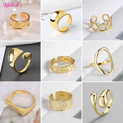 Hot Minimalism Korean Trendy Smooth Rings for Women Couple Vintage Gold Silver Color Geometric Round Handmade Wedding Jewelry