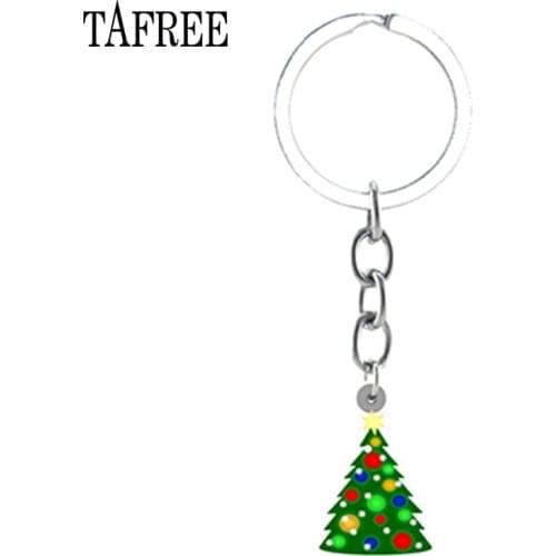 TAFREE Hot Bright Christmas Tree Resin Keychain Full Presents Fashion Acrylic Keychains Jewelry For Femme Bag Wholesale C1091