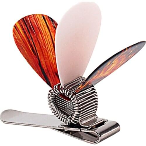 Guitar Picks Holder Clip Metal Acoustic Guitar Pick Clip With 3pcs Picks Set
