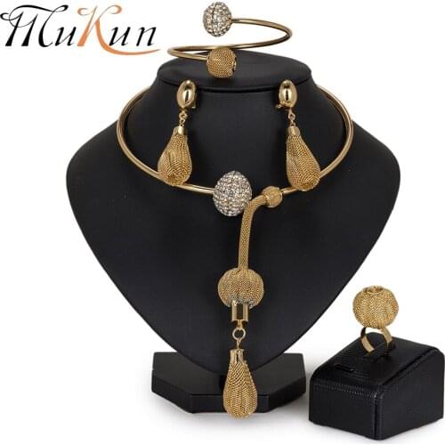 MUKUN Fashion African Beads Jewelry Set Exquisite brand Dubai gold-color Jewelry Set Nigerian Wedding bridal jewelry sets design
