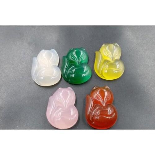 Real Red Chalcedony Pendants Hand-carved Fox Lucky Amulet White Chalcedony Pendant Yellow Necklace Fine Jewelry Dropshipping