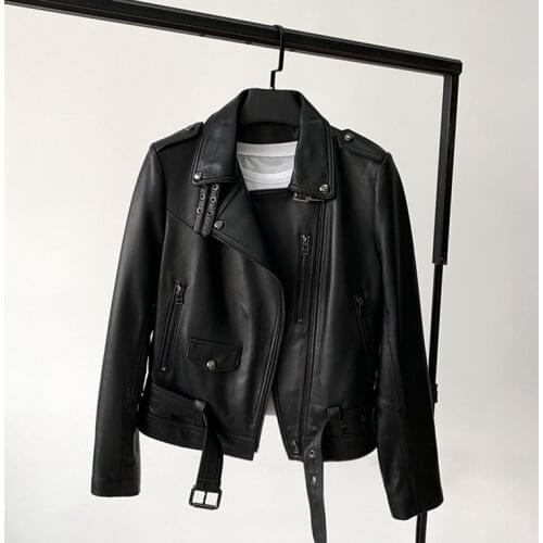 Genuine Leather 2021 Spring New Sheepskin Leather Jacket Female Leather Short Locomotive BF Wind Slim Leather Jacket Tide