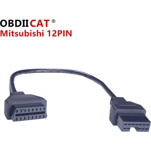 New Mitsubishi 12Pin OBD2 Cable Connector to 16 Pin for Mitsubishi 12 Pin OBD Adapter OBD II Cable Diagnostic Cable