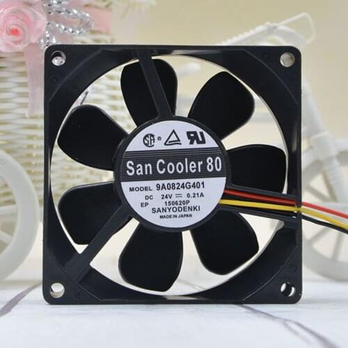 New Original Sanyo 9A0824G401 8025 8cm 80mm 24V 0.21A double ball-bearing fan