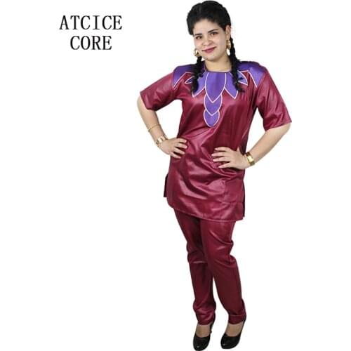 African clothes new african bazin embroidery design dresses top with pants