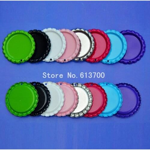 Wholesale 1000 pcs/lot Colored Flattened Bottle caps Flat Bottlecaps Metal Beer Bottle Caps With Holes For Jewelry Craft