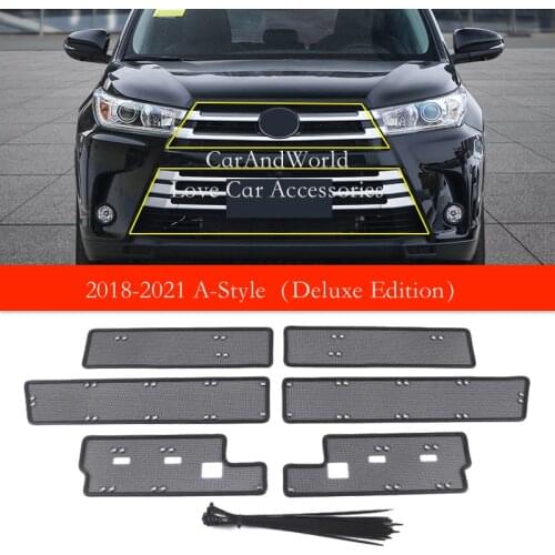 Front Grille Insect Screening Mesh Insert Net Stainless Steel Cover Trims For Toyota Highlander Kluger 2015-2021 Car Accessories