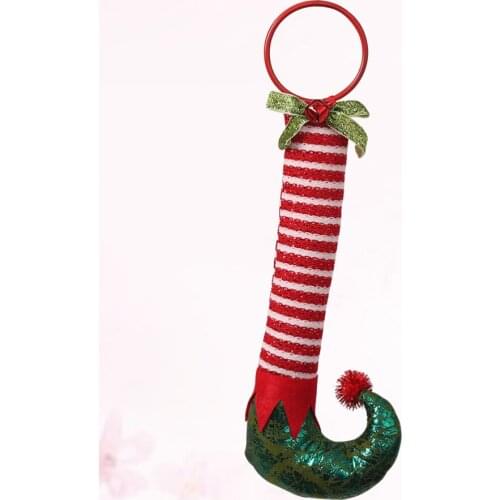 31x14cm Red and White Stripes Boots Decor Glitter Decorative Pendants Hanging Christmas Tree Ornaments Party Favors