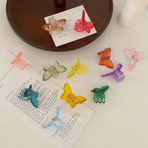 Small Butterfly Acrylic Hairpins Transparent Hair Claw Colorful Mini hair Crab Bath daily Hair Clip Acrylic Hair Accessories