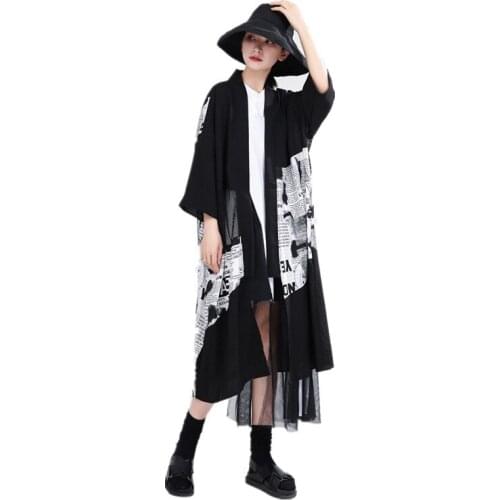 Newspaper Printing Womens Streeet Shirt Girls Cardigan Shirts Sun-protective Clothing