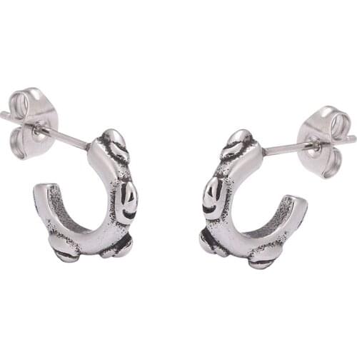 Punk Rock Hook Stud Earrings for Women Men Fashion Stainless Steel Earrings Unisex Jewelry Accessories Gift PD0685