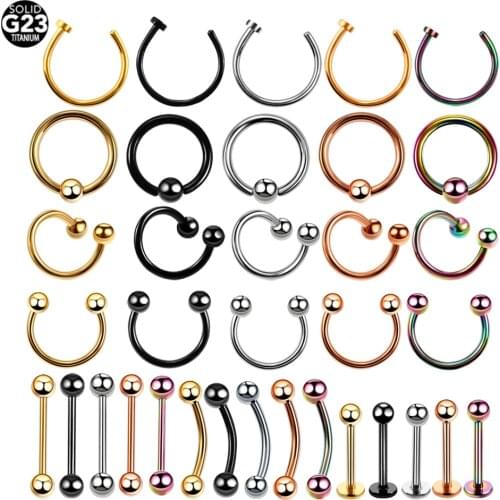 1PC Titanium Nose Hoop Piercings Ear Piercings Helix Conch Daith Ring Ear Studs Lip Rings Eyebrow Barbells Tongue Piercings