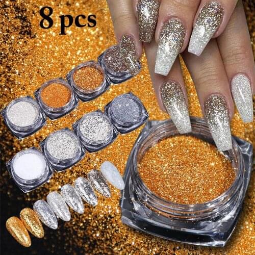 8 Boxes Kapmore Nail Glitters Decorative Holographic Nail Sequins DIY Eyeshadow Glitter Sparkling Diamond Nail Powder