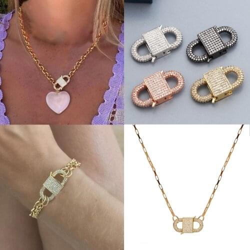 MINHIN DIY Accessories Supplies Fastener Lock Carabiner Clasps For Pendant Necklace AAA Cubic Zirconia Connector Jewelry Making