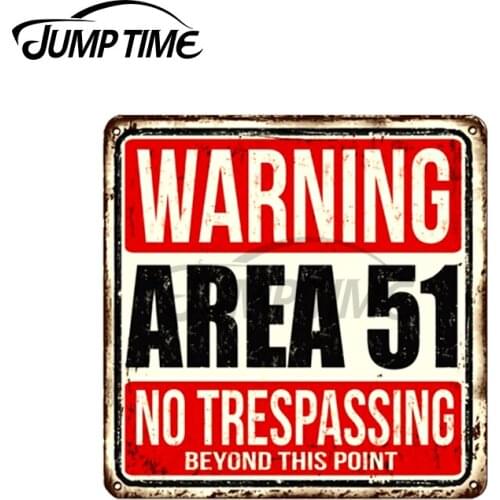 Jump Time 13 x 13cm For Area51 Sign Meme Car Stickers and Decals Anime Fashion Occlusion Scratch Waterproof Vinyl Decor