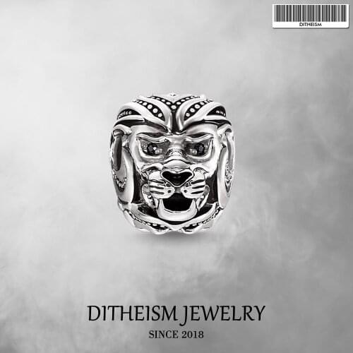 DIY Making Beads Lion Head Charm 5mm Hole,2018 Fashion Silver Jewelry Trendy Gift For Women Men Boy Girl Fit Bracelets Necklace