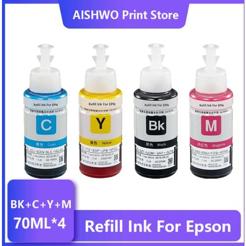 ASW 5PK 70ml Refill Ink For Epson L550 L555 L566 L100 L110 L132 L200 L210 L222 L300 L362 L366 Printer Ink Kit