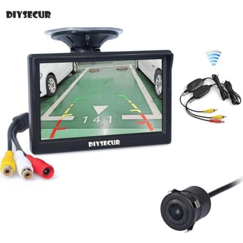 DIYSECUR Wireless 5" TFT LCD Display HD Car Monitor Waterproof 18.5mm HD Rear View Car Camera CMOS 7090
