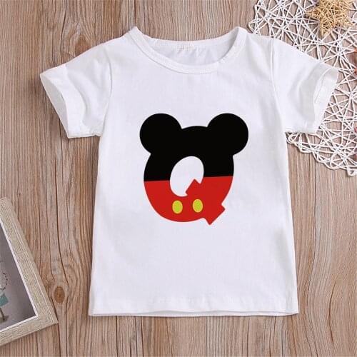 Disney Kids Tshirt Mickey Mouse Front Letter Print T Shirt Summer Graphic O-Neck Childrens Tee Tops Dropship Short Sleeve