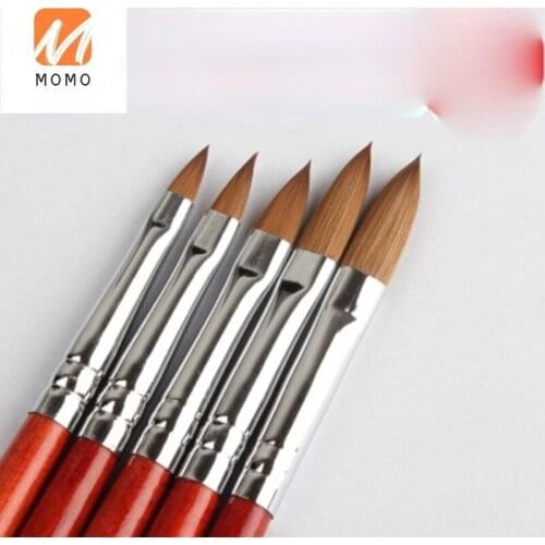 Manicure Implement Crystal Pen Carved Pen Pink Pure Mink Hair Mahogany Stick Carved Glue Pen Flat Head UV Pen Fluoresent Marker