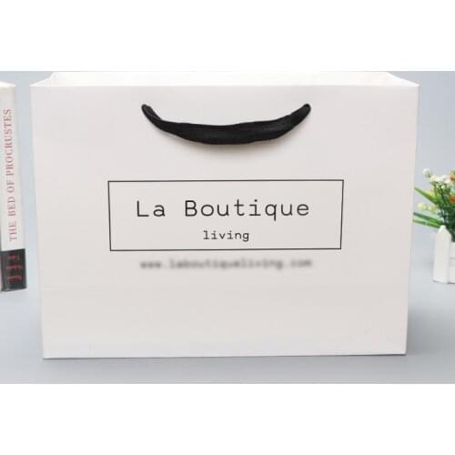 Manufacturer Custom Personalized Printed LOGO Black Cardboard Shopping Gift White Paper Bag --XP2001