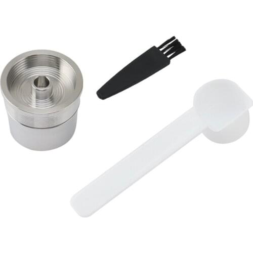 I Cafilas Capsule Cup with Spoon Brush Stainless Steel Coffee Filter Machine Shell Kitchen Gadgets for Illy Capsule