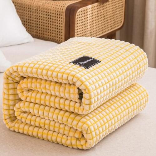 Plaid Yellow Color Plaid Blanket Coral Fleece Thow Blankets for Beds plaid canape Single Bedspread Blankets for Sofa