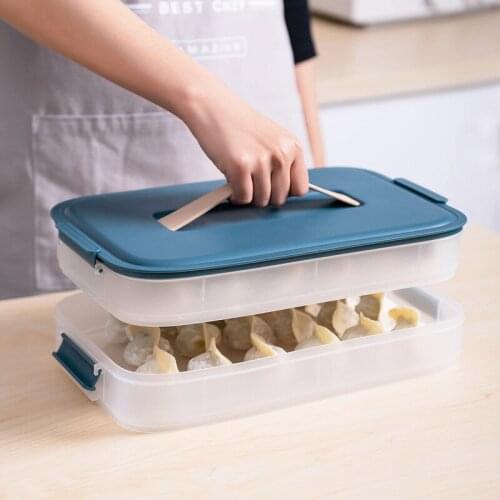 Wonton Dumplings Box Tray Kitchen Refrigerator Food Storage Plastic Containers with Lids Food Grade Quick Freezing Box In Stock