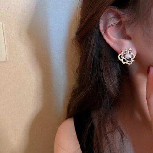 Summer new personality creative hollow flower earrings luxury fashion prom party earrings for women holiday gift jewelry