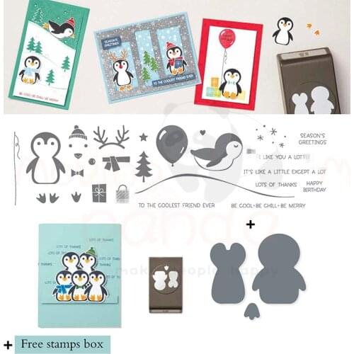 Cute penguin Metal Cutting Dies and Stamps for DIY Scrapbooking Photo Album Embossing Paper Card Craft Knife Mould Stencils Dies