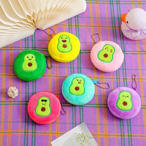 Kawaii Avocado Embroidery Coin Purse for Children Mini Cartoon Keychain Children Girls Cute Plush Earphone Storage Bag