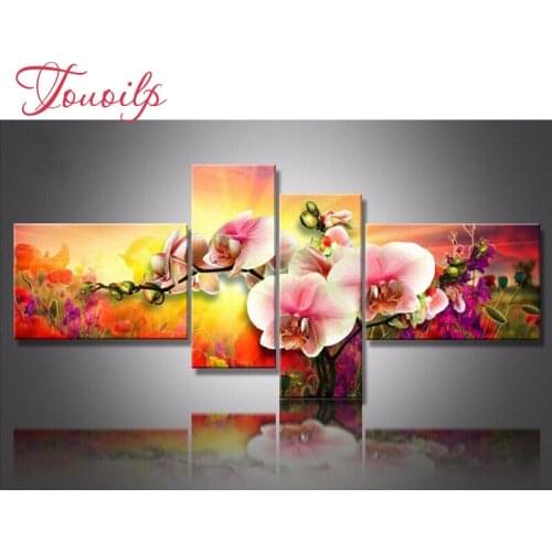 DIY 5D diamond embroidery flowers multi collages cross stitch diy diamond painting for home decor wedding gifts 4pcs needlework