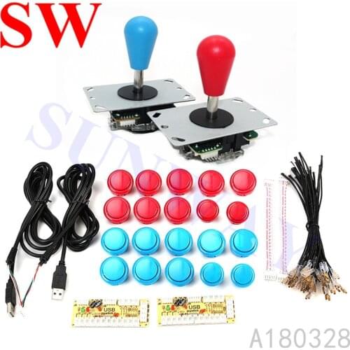 Arcade Game DIY Parts kit for PC Zero Delay USB Control Board with 5Pin Joystick + 16x 30MM and 4x 24MM Buttons Mame Kits Part