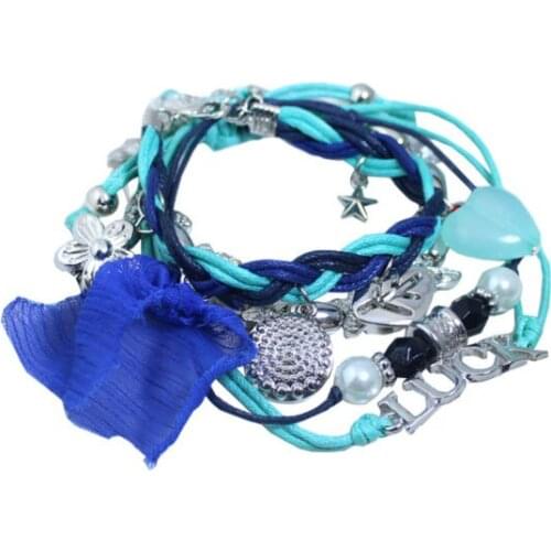 2016 New Design Fashion Jewelry Marine flora and fauna wind weaving multilayer bracelet For Girl or Women Free Shipping