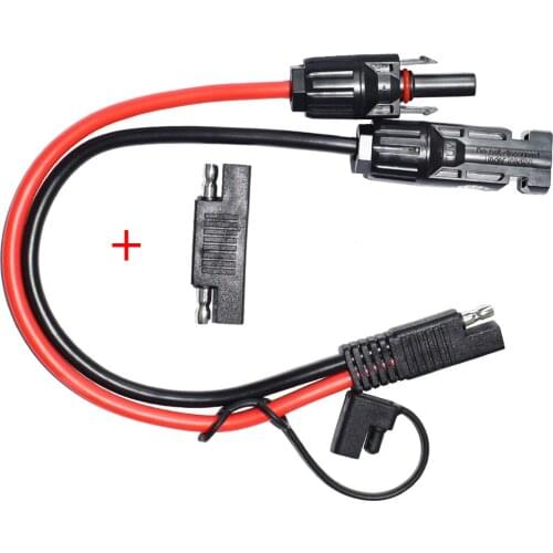 Solar to SAE Connectors Adapter 10AWG Cable Connector with SAE to SAE Polarity Reverse Connectors for RV Solar Panels 30cm/1ft