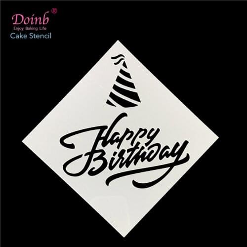 Letter Happy Birthday Tiramisu Plastic Spray Flower Cake Mold Strew Pad Stencil Duster Cupcake Fondant Baking Tool Moulds FQ4115