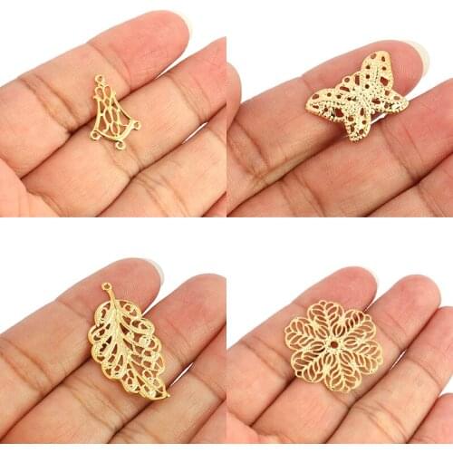 20pcs Stainless Steel Heart Leaf Pendant Jewelry Flower Charms Pendant For DIY Jewelry Making Accessories DIY Handmade Fitting