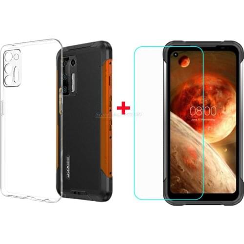 Transparent Phone Case For Doogee S97 Pro Case Silicon Soft Black TPU Case with Tempered Glass For Doogee S97 S97Pro Cases Vetro