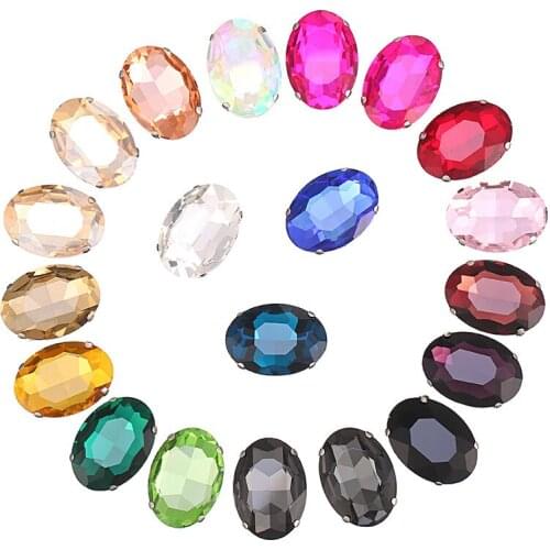 Oval Shape Sew on Rhinestones For Clothes Stones and Crystals Craft Silver Claw Strass Rhinestones for Needlework Crystal Glass