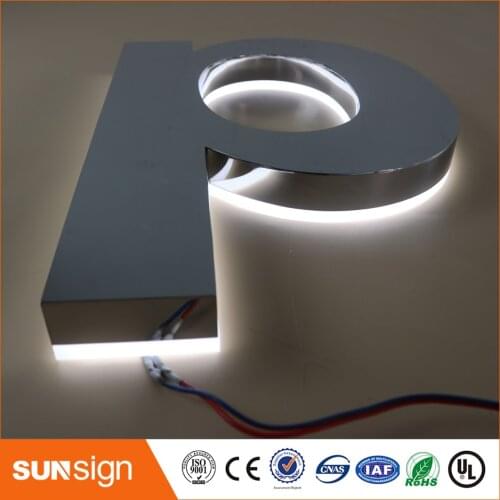 LED illuminated letter signs with stainless steel shell