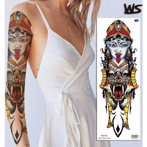 Waterproof Temporary Tattoo Sticker Full Arm Large Size Gothic Lion Flower Arm Tatoo Fake Tattoos Sleeve For Men Women Girl
