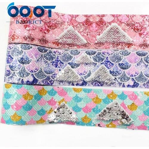 I-19504-1165,2y Printing reversible sequin Ribbon Shiny Glitter Cartoon 3'' Ribbon DIY Handmade Materials Hairbows Accessories