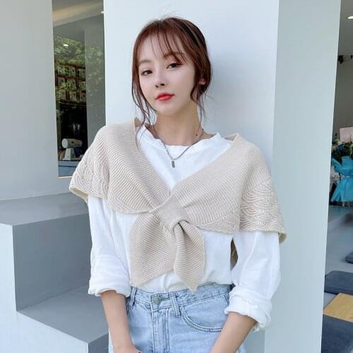 Shawl Outside The Ladies' Wind Cervical Spine Protection Knitted Air-conditioned Room Mermaid Shoulder Scarf Fake Collar