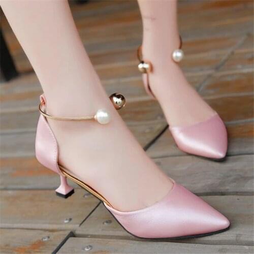 Big 39 Women Shoes Pointed Toe Pumps Dress Shoes High Heels Shoes Wedding Shoes tenis feminino String Bead Side with 3 Colour