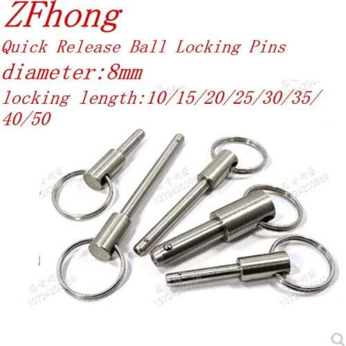 1pc diameter 8mm M8*10/15/20/25/30/35/40/50 Stainless steel 304 Quick Release Ball Locking Pins