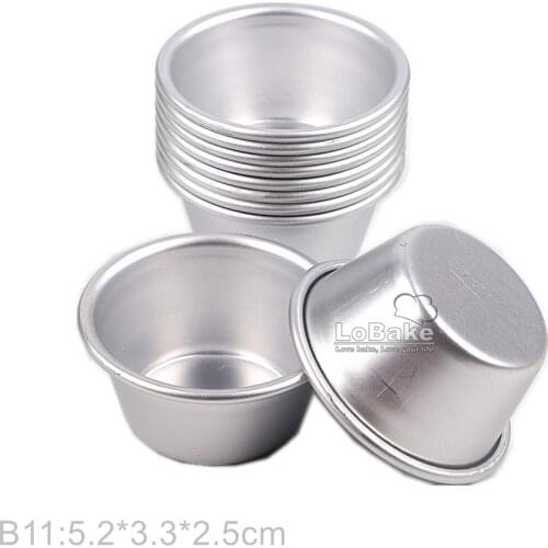 10pcs 5.2cm mini cup shape smooth plain aluminium alloy cheese pie pan jelly tart mold cupcake tin for oven bakeware B11