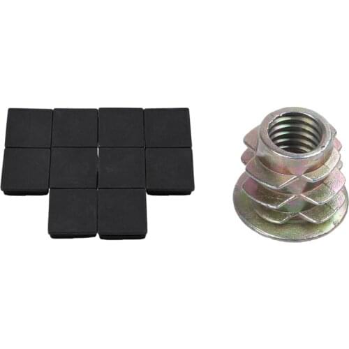 10Pcs Square Blanking End Cap Tubing Tube Inserts with 30Pcs M6X10mm Hex Socket Screw in Thread Insert Nut for Wood