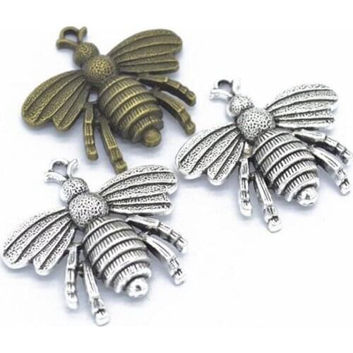 10pcs/lot 39x36mm Two Tone Plated Alloy Bee Charms Pendant Fit For Jewelry Findings